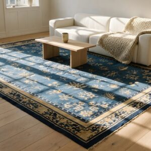 Antique Wool Hand Knotted Pile Blue 1880s Rug (SKU 24924) - room view
