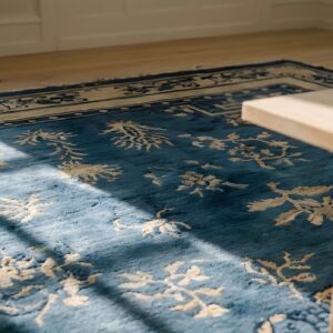 Antique Wool Hand Knotted Pile Blue 1880s Rug (SKU 24924) - in-room detail