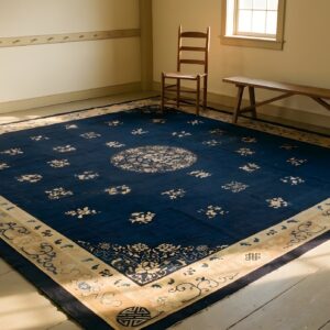 Antique Wool Hand Knotted Pile Blue 1900s Rug (SKU 24956) - room view