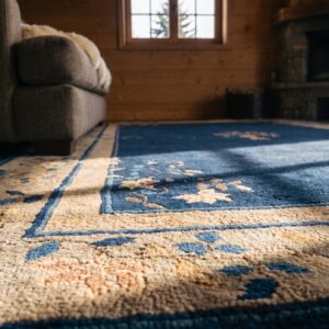 Blue 1920s Chinese - Peking Wool Rectangle Hallway Runner Antique Knotted Rug (SKU 25529) - in-room detail