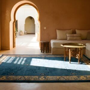 Blue 1920s Antique Rectangle Wool Hand Knotted Pile Rug (SKU 23992) - room view