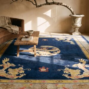 Blue 1930s Chinese Room Size Antique - Peking Rectangle Wool Knotted Rug (SKU 25267) - room view