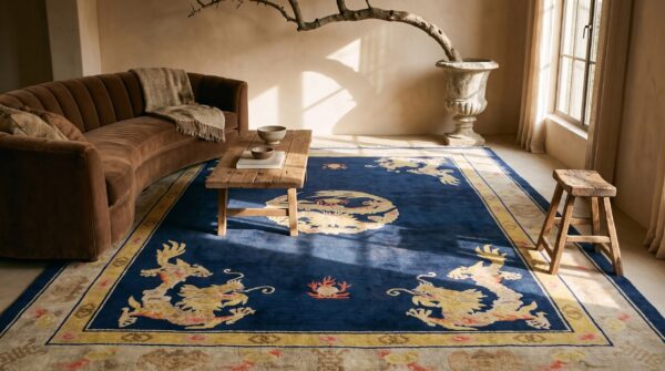 Blue 1930s chinese room size antique - peking rectangle wool knotted rug 8 Blue 1930s chinese room size antique - peking rectangle wool knotted rug (sku 25267) - room view