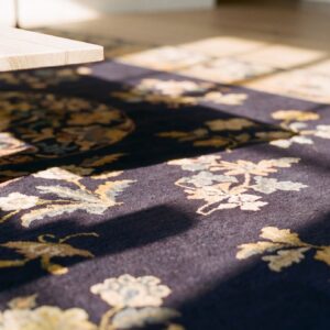 Antique Wool Blue Hand Knotted Pile Rug (SKU 24661) - in-room detail