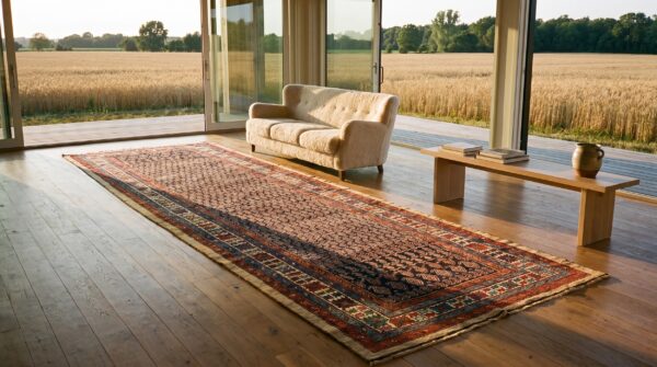 Antique blue wool hand knotted pile allover paisley nw persian gallery rug 7 Antique blue wool hand knotted pile allover paisley nw persian gallery rug (sku 21595) - room view
