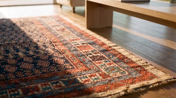 Antique blue wool hand knotted pile allover paisley nw persian gallery rug 8 Antique blue wool hand knotted pile allover paisley nw persian gallery rug (sku 21595) - in-room detail