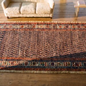 Antique Blue Wool Hand Knotted Pile Allover Paisley NW Persian Gallery Rug (SKU 21595) - styled overhead view