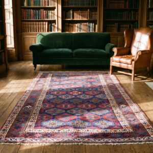 Blue Antique Allover Tribal Design Persian Kurdish Area Rug (SKU 18911) - room view
