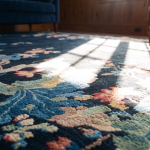 Blue Antique Artistic Art Deco Chinese Crane Pattern Area Rug (SKU 21566) - in-room detail