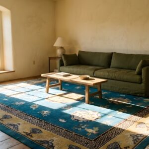 Blue Antique Bird of Paradise Chinese Dragons Design Peking Rug (SKU 25710) - room view