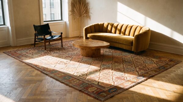 Blue , brown earth tone , ivory beige cream white , red blue brown earth tone ivory beige cream white red antique tribal persian bakshaish rug 9 Blue , brown earth tone , ivory beige cream white , red blue brown earth tone ivory beige cream white red antique tribal persian bakshaish rug (sku 23305) - room view