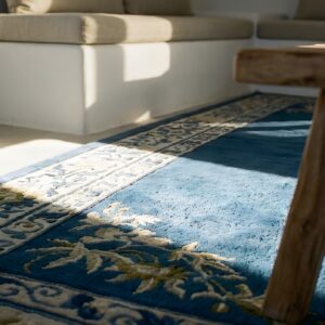 Wool Blue Knotted Chinese - Peking Antique Rectangle 1900s Room Size Rug (SKU 25661) - in-room detail