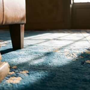 Blue Antique Knotted Chinese - Peking Wool Rectangle Room Size 1900s Rug (SKU 22960) - in-room detail