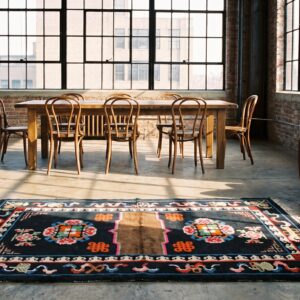 Blue Antique Chinese Wool Hand Knotted Pile Saddle Horse Cover (SKU 22034) - room view