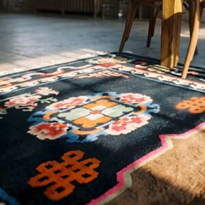 Blue Antique Chinese Wool Hand Knotted Pile Saddle Horse Cover (SKU 22034) - in-room detail