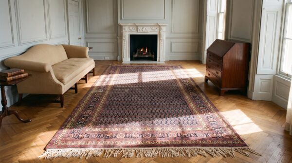 Blue color paisley pattern antique nw persian long and narrow gallery size rug (sku 25304) - room view