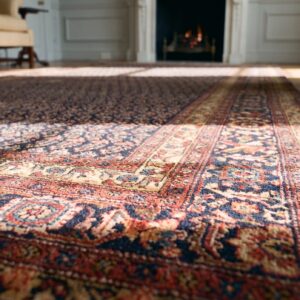 Blue Color Paisley Pattern Antique NW Persian Long And Narrow Gallery Size Rug (SKU 25304) - in-room detail