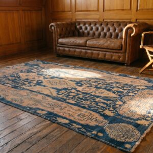 Blue , Coral Antique Agra Cotton Small Scatter Size Rug (SKU 20130) - room view
