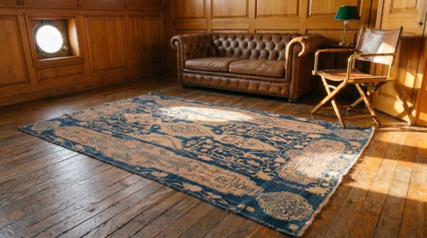 Blue , coral antique agra cotton small scatter size rug 9 Blue , coral antique agra cotton small scatter size rug (sku 20130) - room view