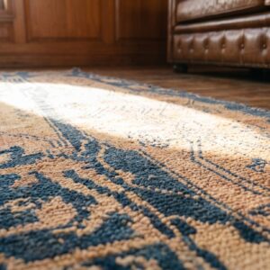 Blue , Coral Antique Agra Cotton Small Scatter Size Rug (SKU 20130) - in-room detail