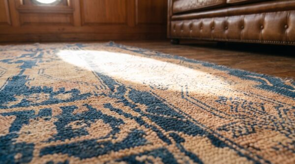 Blue , coral antique agra cotton small scatter size rug 10 Blue , coral antique agra cotton small scatter size rug (sku 20130) - in-room detail