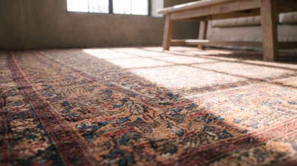 Blue , coral small size tribal hand knotted antique persian afshar blue and coral wool pile rug 6 Blue , coral small size tribal hand knotted antique persian afshar blue and coral wool pile rug (sku 20140) - in-room detail