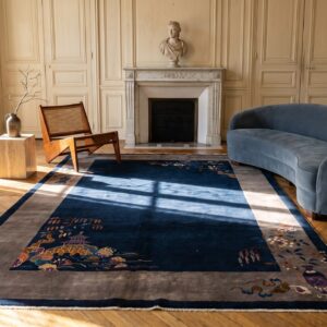 Antique Blue Field Gray Border Classic Chinese Art Deco Design Rug (SKU 23198) - room view