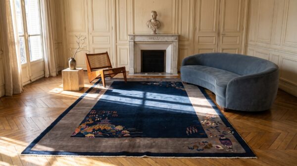 Antique blue field gray border classic chinese art deco design rug 8 Antique blue field gray border classic chinese art deco design rug (sku 23198) - room view