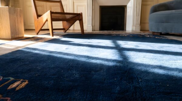 Antique blue field gray border classic chinese art deco design rug 9 Antique blue field gray border classic chinese art deco design rug (sku 23198) - in-room detail