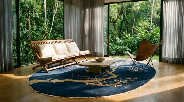 Blue floral antique chinese peking oval room size area rug 8 Blue floral antique chinese peking oval room size area rug (sku 25408) - room view