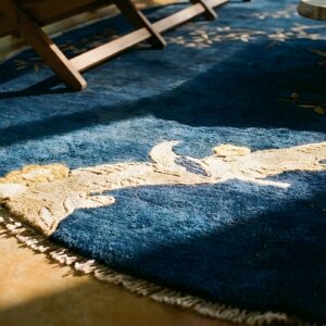 Blue Floral Antique Chinese Peking Oval Room Size Area Rug (SKU 25408) - in-room detail