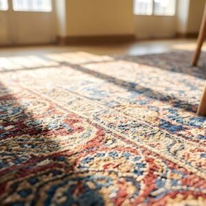 Blue Floral Pattern Paisley Border Antique Persian Mid 19th Century Khorassan Rug (SKU 24249) - in-room detail