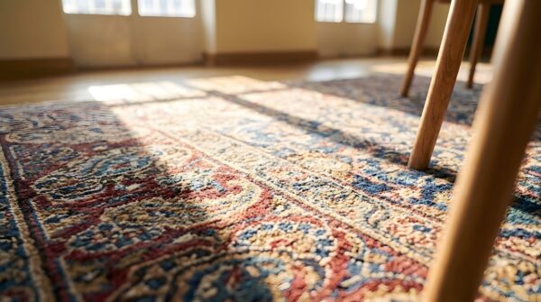 Blue floral pattern paisley border antique persian mid 19th century khorassan rug 10 Blue floral pattern paisley border antique persian mid 19th century khorassan rug (sku 24249) - in-room detail