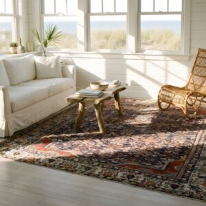 Blue Antique Joshagan Persian Geometric Garden Design Knotted Rug (SKU 24946) - room view