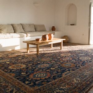 Blue Antique Large Scale Tribal Design Room Size Persian Bidjar Rug (SKU 20157) - room view