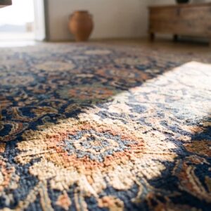 Blue Antique Large Scale Tribal Design Room Size Persian Bidjar Rug (SKU 20157) - in-room detail