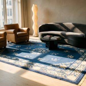 Blue Late 19th century Antique Chinese Small Scatter Size Peking Rug (SKU 23542) - room view