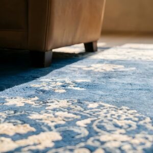 Blue Late 19th century Antique Chinese Small Scatter Size Peking Rug (SKU 23542) - in-room detail