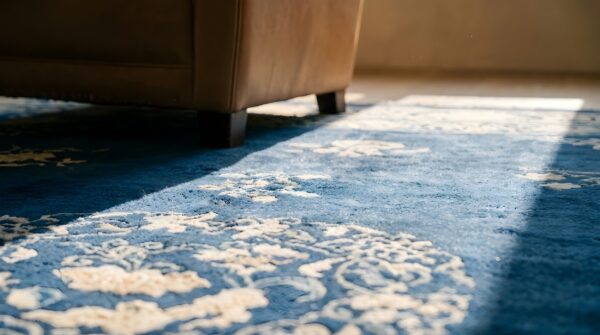 Blue late 19th century antique chinese small scatter size peking rug 12 Blue late 19th century antique chinese small scatter size peking rug (sku 23542) - in-room detail