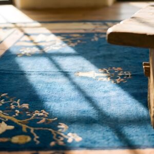 Blue Open Field Floral Medallion Antique Chinese Peking Area Rug (SKU 23190) - in-room detail