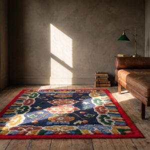 Blue Rare Antique Cloud Band Chinese Saddle Horse Cover Rug Set (SKU 22061) - room view
