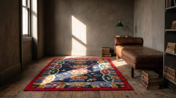 Blue rare antique cloud band chinese saddle horse cover rug set 5 Blue rare antique cloud band chinese saddle horse cover rug set (sku 22061) - room view