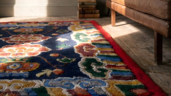 Blue rare antique cloud band chinese saddle horse cover rug set 6 Blue rare antique cloud band chinese saddle horse cover rug set (sku 22061) - in-room detail
