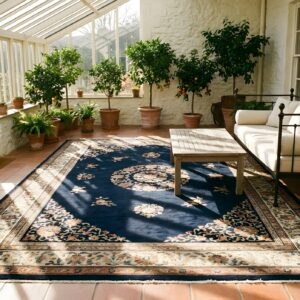 Wool Hand Knotted Pile Blue Antique Rectangle 1890s Rug (SKU 24894) - room view