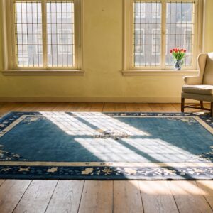 Wool Blue Antique Hand Knotted Pile Rectangle 1920s Rug (SKU 24379) - room view