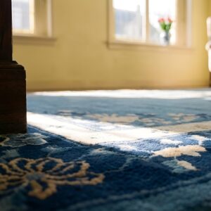 Wool Blue Antique Hand Knotted Pile Rectangle 1920s Rug (SKU 24379) - in-room detail