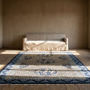 Blue Wool Antique Rectangle Hand Knotted Pile 1920s Rug (SKU 24686) - room view