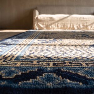 Blue Wool Antique Rectangle Hand Knotted Pile 1920s Rug (SKU 24686) - in-room detail