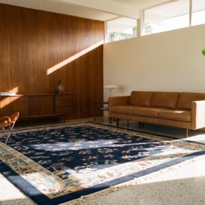 Hand Knotted Pile Blue Rectangle Antique 1920s Wool Rug (SKU 25041) - room view