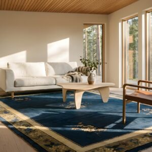 Antique Wool Knotted Blue Rectangle Chinese - Peking Room Size 1920s Rug (SKU 24765) - room view